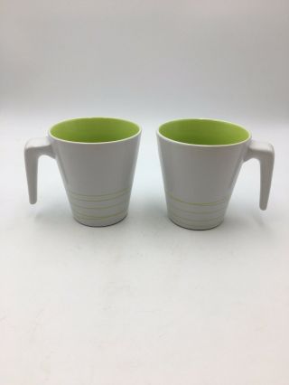 Ikea Bright Green And White Coffee Mugs Set Of 2