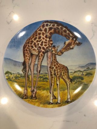 Knowles Mother & Baby Giraffes Collector Plate,  " A Kiss For Mother "