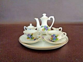 Miniature Porcelain 10 Piece Tea Set Made In Japan (Cat.  13A104) 2