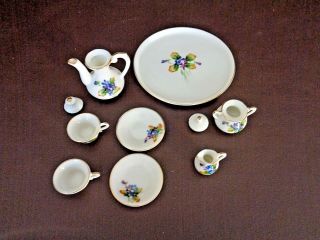 Miniature Porcelain 10 Piece Tea Set Made In Japan (Cat.  13A104) 3