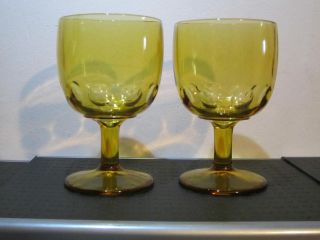 Two Glass Goblets 16 Ounces,  Amber Colored Kitchenware,  Glassware Heavy Duty