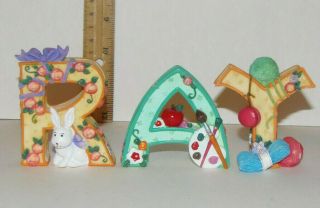 Mary Engelbreit Alphabet Letters R A Y Resin Stand Up Figurine Set Of 3