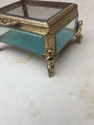 Vintage Brass And Glass Jewelry Box 2