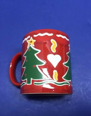 Waechtersbach Christmas Trees Hearts Coffee Mug Spain.  EUC 2