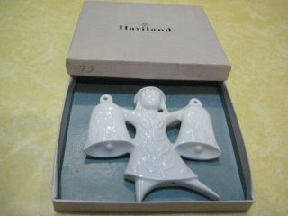 Haviland (limoges,  France) 1973 White Porcelain " Angel Of Bells " Ornament