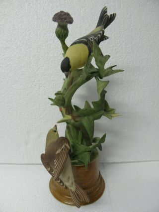 Boehm Porcelain Bird Sculpture " Goldfinches With Scottish Thistle " 457