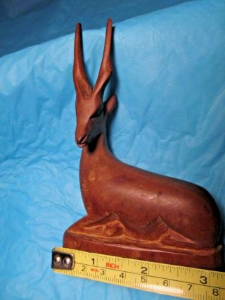 Vintage Wooden Hand Carved Gazelle Figurine Made In Kenya Rjl Antelope Ibex