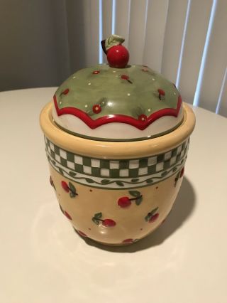 Mary Engelbreit Hard To Find Yellow Red Cherry Cookie Jar