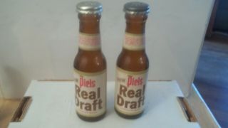 Vintage Piels Real Draft Beer Miniature Glass Bottle Salt & Pepper Shakers