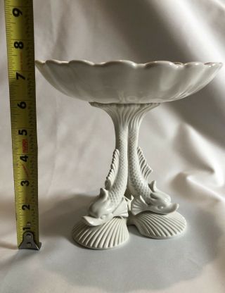 White Ceramic Fitz And Floyd Atlantis Candy Dish / Stand Collectible