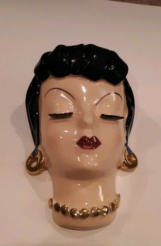 Early 1950s Vintage Napco Ceramic Lady Head Vase S131 5.  5 " Tall