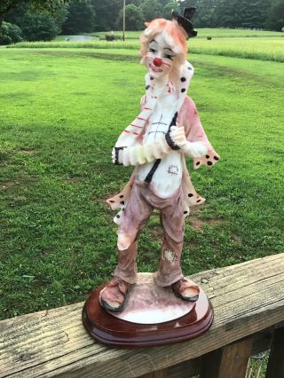 12” Hobo Clown Accordion Playing Resin Desk Statue Figurine Circus