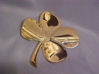 1984 Gerity 24k Gold Plated Over Brass 4 Leaf Clover Paperweight Vgc E