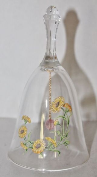 Vintage Avon Crystal Collectible Bell,  Pretty Floral Transfer - 5 3/4 " Tall -