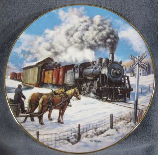 Country Crossroads Collector Plate Winter Rails Ted Xaras Trains Americana