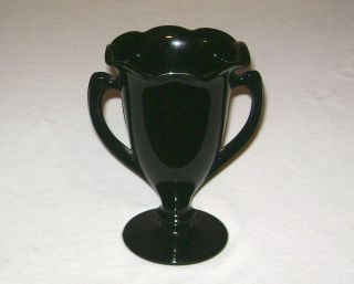Vintage Black Glass Trophy Urn Vase By Le Smith