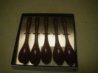 Set Of 5 Joboji - Nuri Wooden Hand Painted Spoons.  6