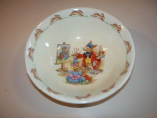 Beatrice Potter Bunnykins 1954 Childs Bowl Royal Doulton Artist Painting A Pic.
