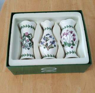 Portmeirion Set Of 3 Small Mini Vases Butterflies Flowers