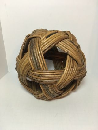 Vintage Woven Rattan Bamboo Sphere Ball Home Crafts Decor 10”