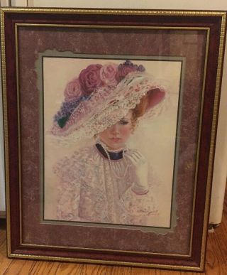 Home Interiors  Victorian Lady In Hat  Picture Gorgeous 28.  5  X 22.  5