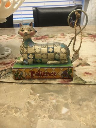 Jim Shore Heart Wood Creek - Stylized Cat With Bird On Tail " Patience "