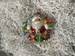 Christopher Radko Christmas Ornament Of The Month September 2001 Santa In Wreath
