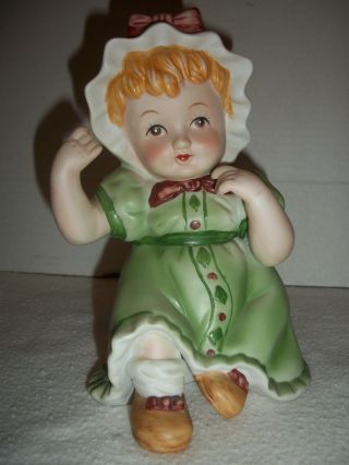 Set of 2 Vintage Flambro Porcelain Bisque Boy & Girl Piano Baby Figurines 4
