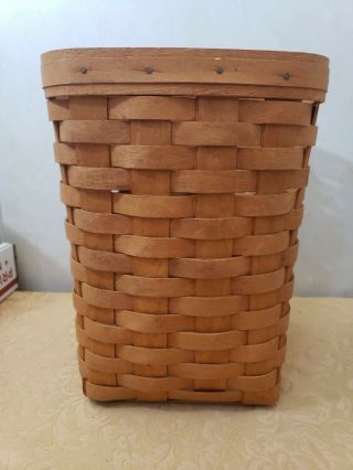 Vintage Longaberger 1990 Small Waste Basket 7.  75 X 7.  75 X 10 (7 3/4 " X 7 3/4 " X10 "