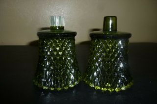 Home Interiors / Homco Set Of 2 Green Diamond Cut Votive Cups