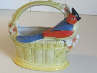 Vintage Hand - Painted Ceramic Bird Planter Made In Germany - 1940 