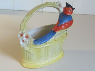 Vintage Hand - Painted Ceramic Bird Planter made in Germany - 1940 ' s 3