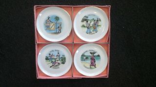 Vintage Trinidad Mini Plates Set Of 4 Mww Market 4 " Vgc
