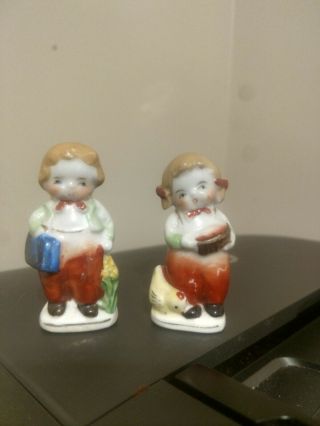 Vintage Occupied Japan Miniatures - Darling Boy & Girl Figures - 2 3/4 "