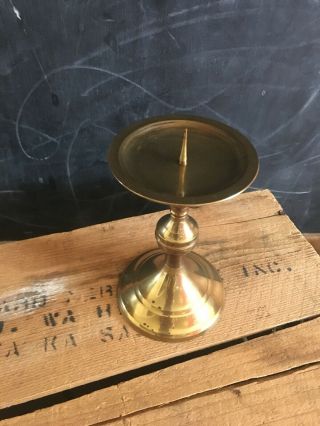 Solid Brass Hand Crafted Pillar Candle Holder Made In India 5.  75” Tall By 3.  5” 2
