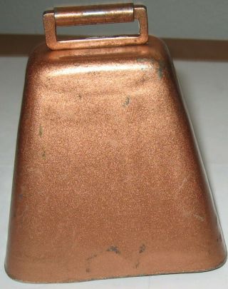 Vintage Copper Color Metal Cow Bell 3 1/2 " Clapper Ringer