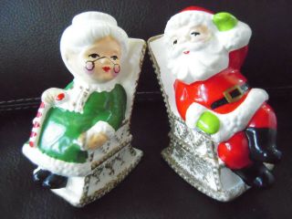 Vintage Rocking Chairs Santa & Mrs Claus Ceramic Salt & Pepper Shakers - Japan