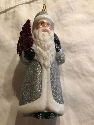 Ino Schaller Glitzern Glass Hand Blown Santa Ornament Christmas