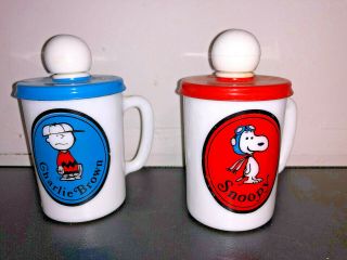 Vintage 1969 Snoopy & Charlie Brown Avon Soap Jars,  Empty.