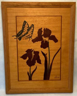 Hudson River Inlay Exotic Wood Marquetry Iris & Swallowtail - Jeff Nelson