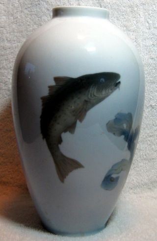 Royal Copenhagen Porcelain Vase Fish Trout 258/47 C.  1962