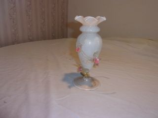 Vintage Venetian Flower Vase With White And Gold With Flower Wrapped Around