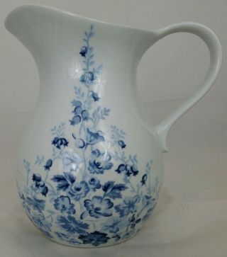 Pitcher Laura Ashley Sophia White Blue Flowers 8in Microwave Dishwasher Safe