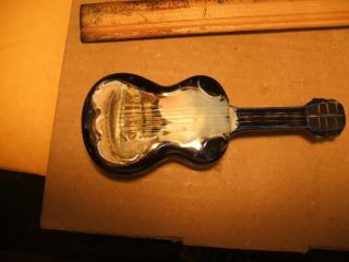 Victorian Cobalt Blue Guitar Shaped Trinket Box Hotel Centralia Washington