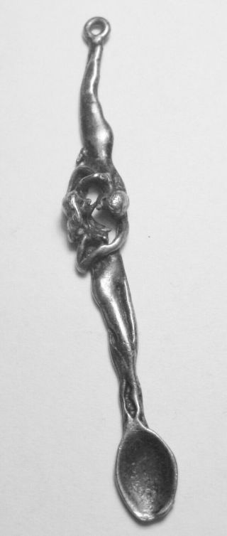 Vintage Silver Spoon - Nude Man And Woman Snuff Snorter Figural Wow