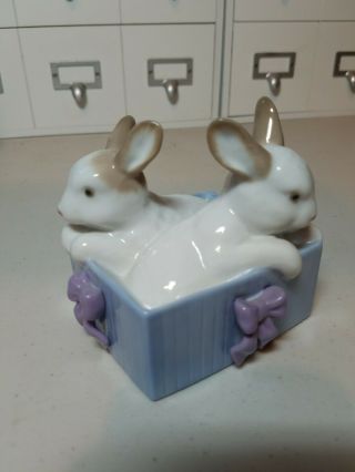 Lladro Porcelain Figurine Bunnies Bunny Rabbits With Bows Nao Spain