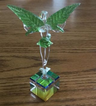 Lead Crystal Base Hand Blown Fairy With 3D Flowers 3