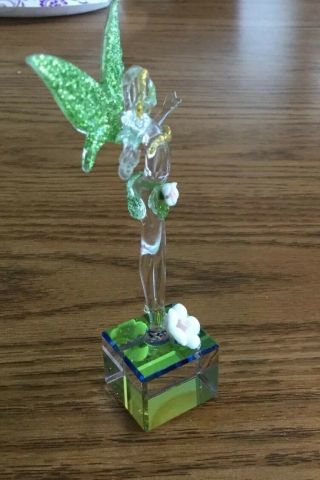 Lead Crystal Base Hand Blown Fairy With 3D Flowers 4