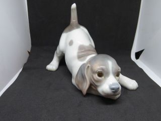 Vintage Lladro Spain 5 1/2 " Playful Puppy Glazed Porcelain Dog Figurine 1070