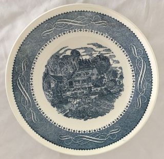 Blue Currier & Ives Royal China 10.  5 " Plate Anchor Hocking Usa